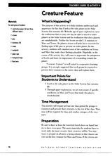Creature Feature -- Teacher's Guide
