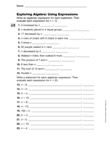 Exploring Algebra: Using Expressions (Gr. 5)