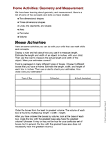 Home Activities: Geometry and Measurement